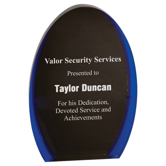 7" Black/Blue Luminary Oval Acrylic