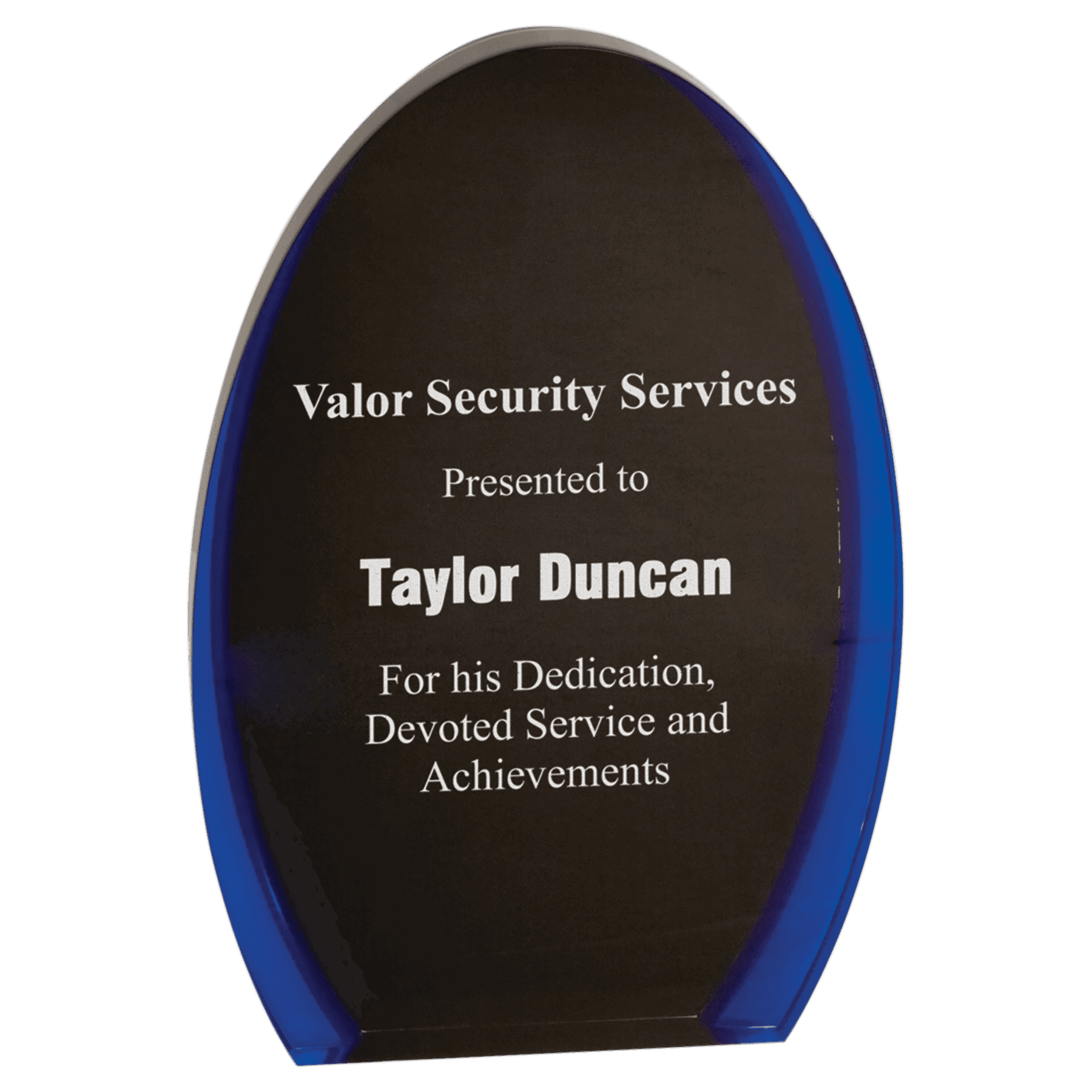 8" Black/Blue Luminary Oval Acrylic
