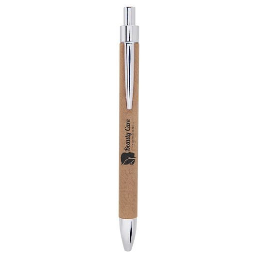Light Brown Engravable Leatherette Pen