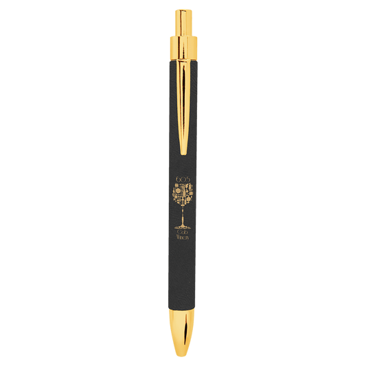 Black/Gold Engravable Leatherette Pen