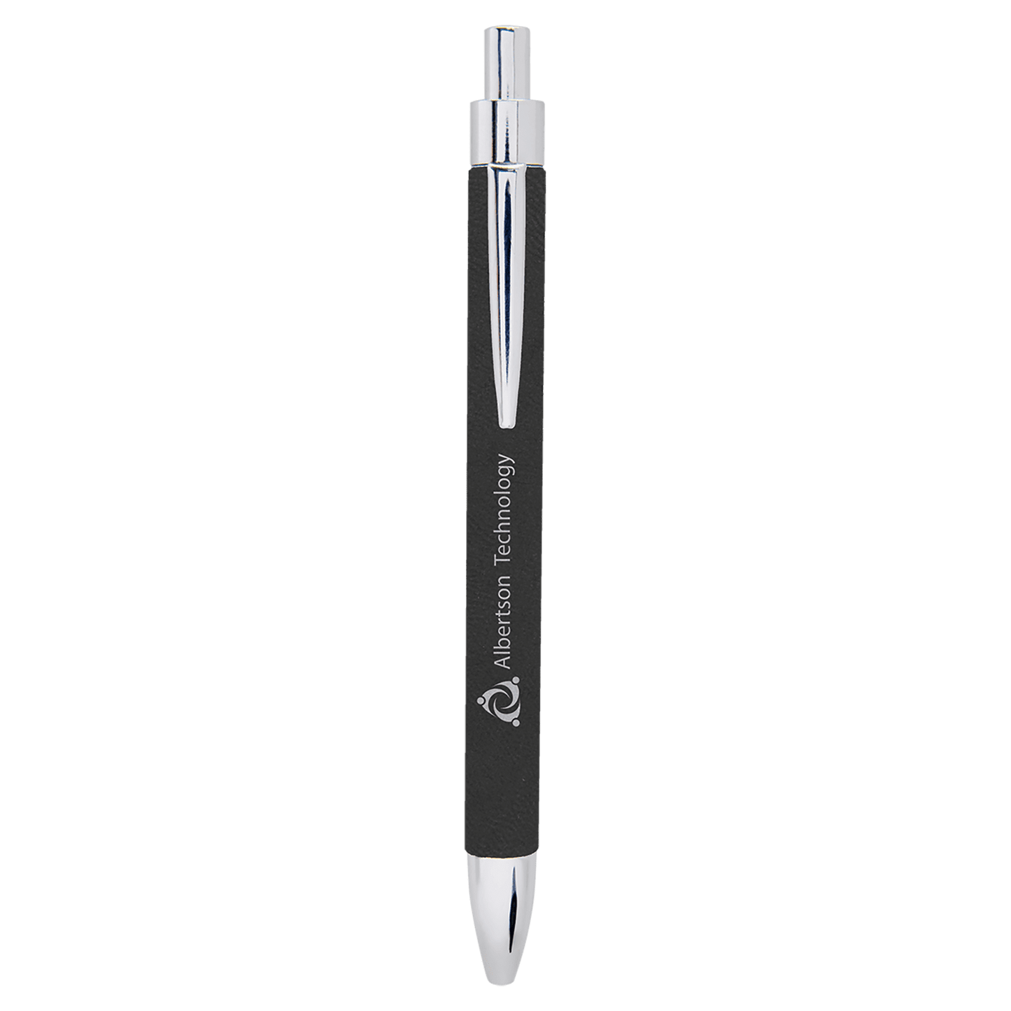 Black/Silver Engravable Leatherette Pen