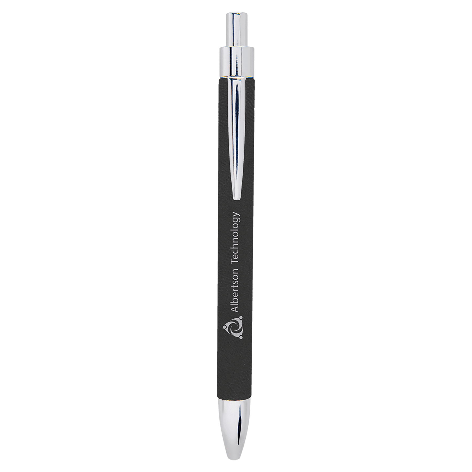 Black/Silver Engravable Leatherette Pen