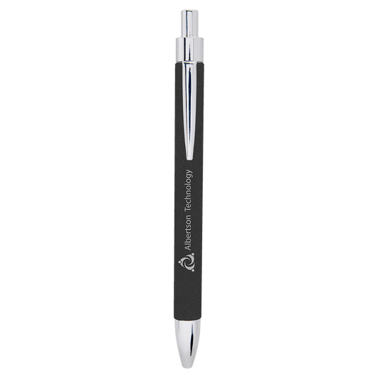 Black/Silver Engravable Leatherette Pen