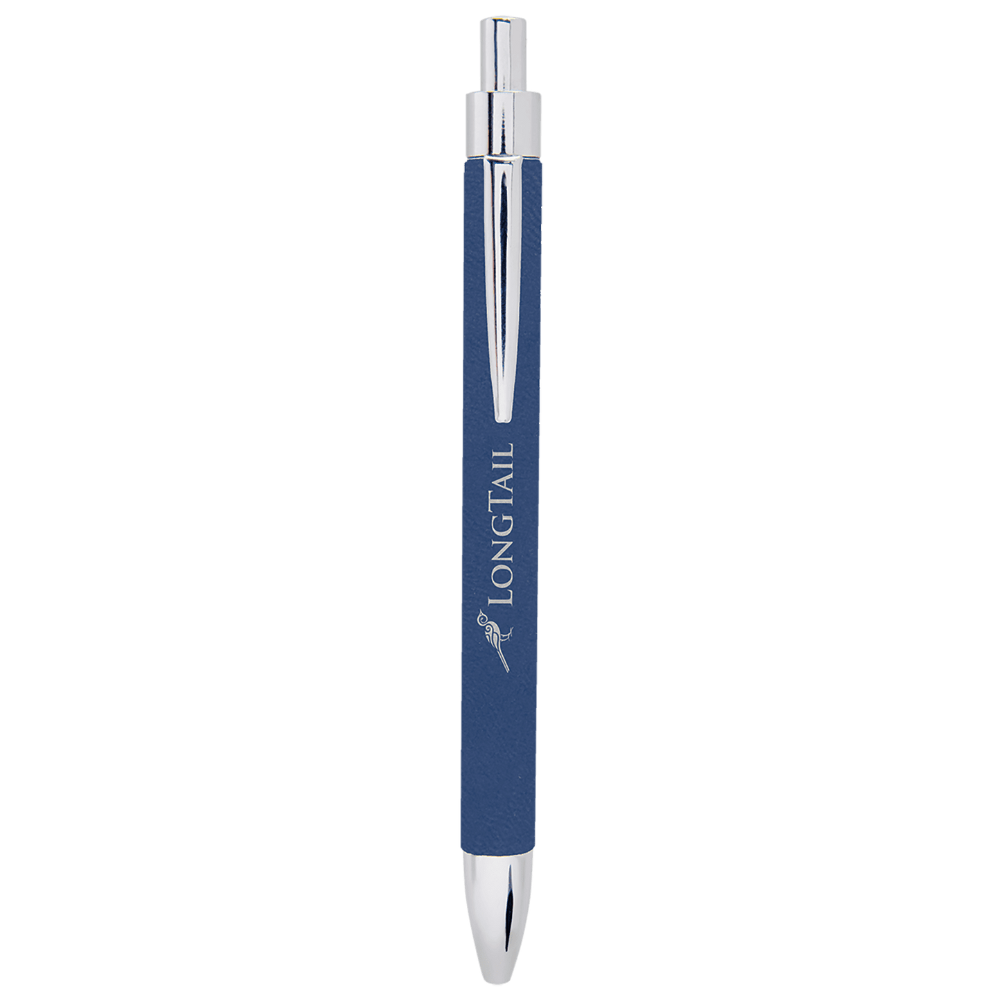 Blue/Silver Engravable Leatherette Pen