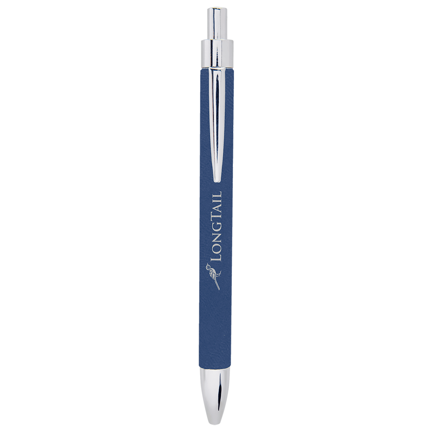 Blue/Silver Engravable Leatherette Pen
