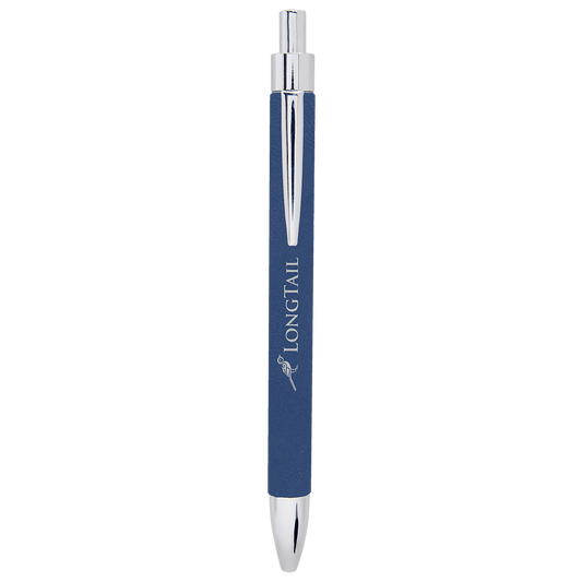Blue/Silver Engravable Leatherette Pen