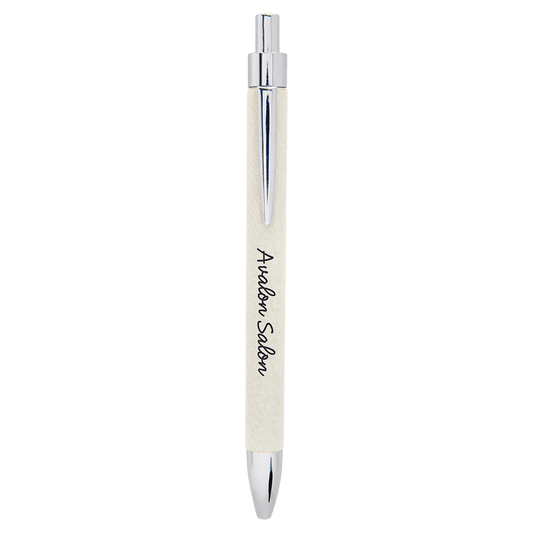 White Engravable Leatherette Pen