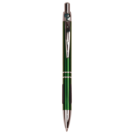 Green with Silver Trim Laserable Pen with Gripper