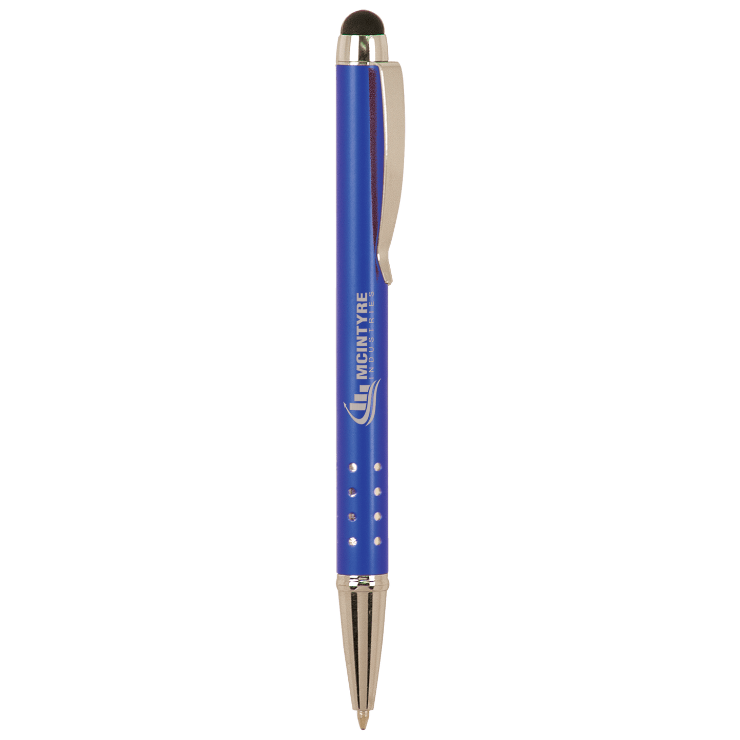 Blue with Silver Trim Engravable Pen with Stylus