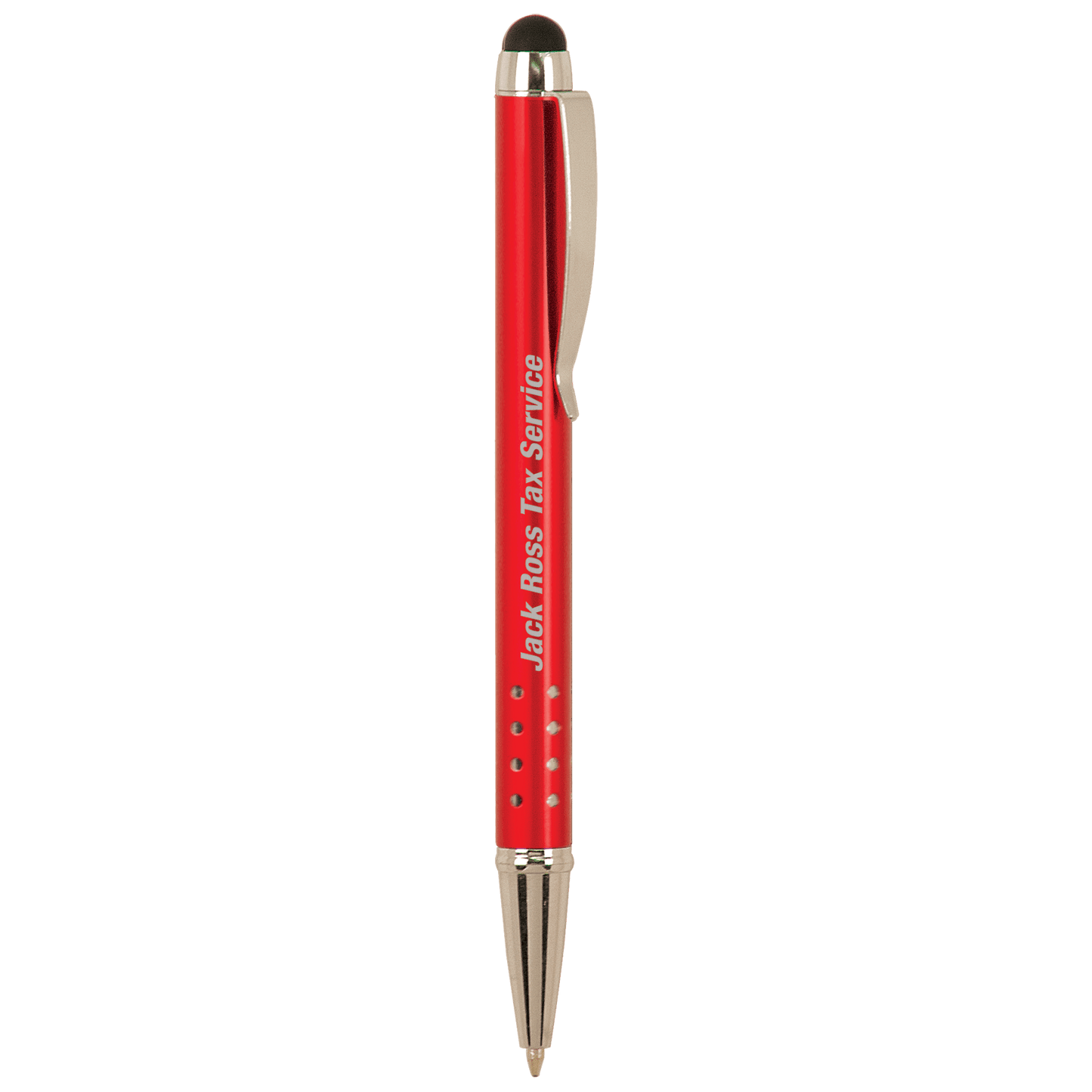 Red with Silver Trim Engravable Pen with Stylus