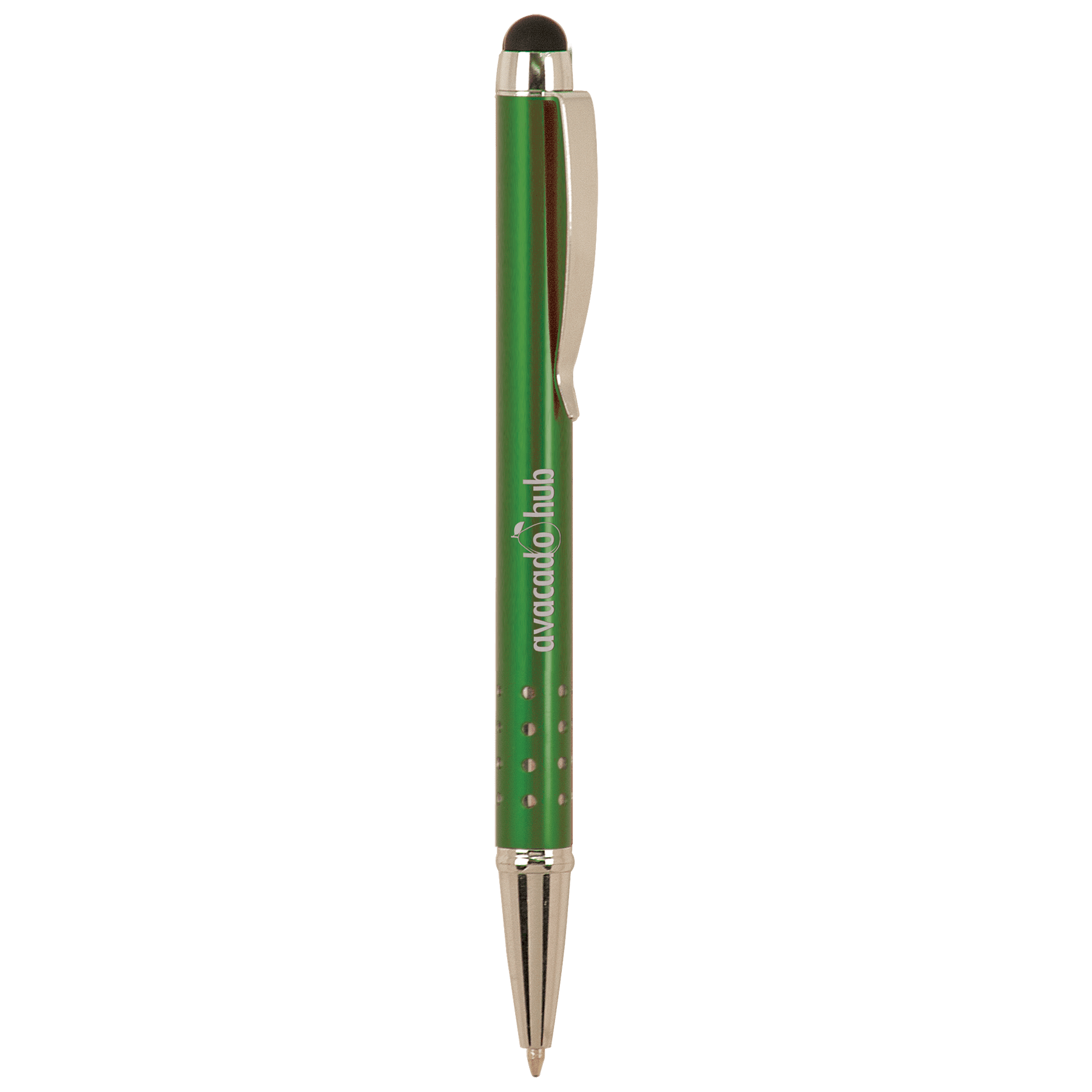 Green with Silver Trim Engravable Pen with Stylus