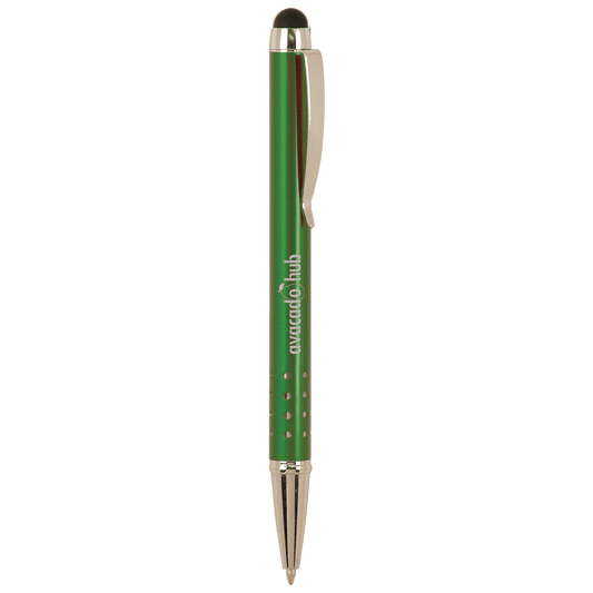Green with Silver Trim Engravable Pen with Stylus