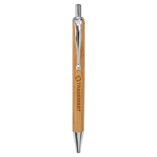 Bamboo with Silver Trim Engravable Pen