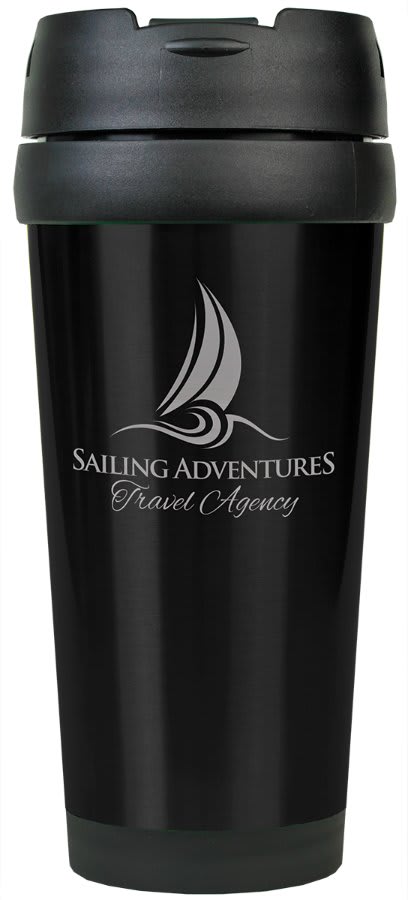 oz. Black Engravable Stainless Steel Travel Mug without Handle - 16