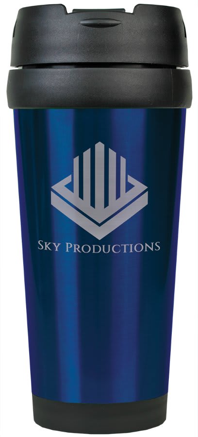 oz. Blue Engravable Stainless Steel Travel Mug without Handle - 16