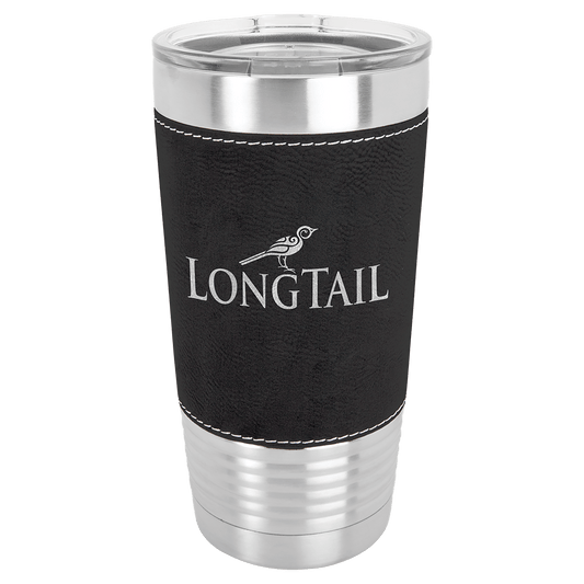 Polar Camel 20 oz. Black/Silver Leatherette Grip Tumbler with Standard Lid