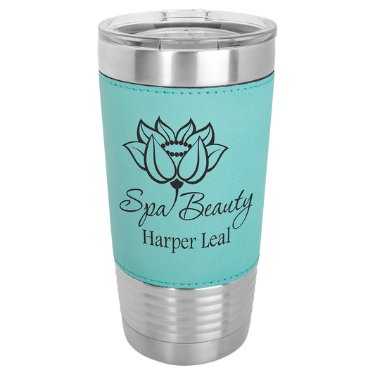 Polar Camel 20 oz. Teal Leatherette Grip Tumbler with Standard Lid