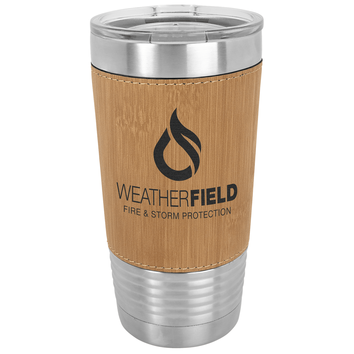 Polar Camel 20 oz. Bamboo Leatherette Grip Tumbler with Standard Lid