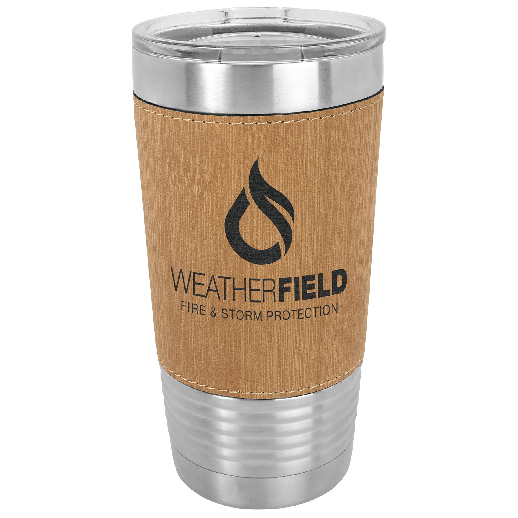 Polar Camel 20 oz. Bamboo Leatherette Grip Tumbler with Standard Lid