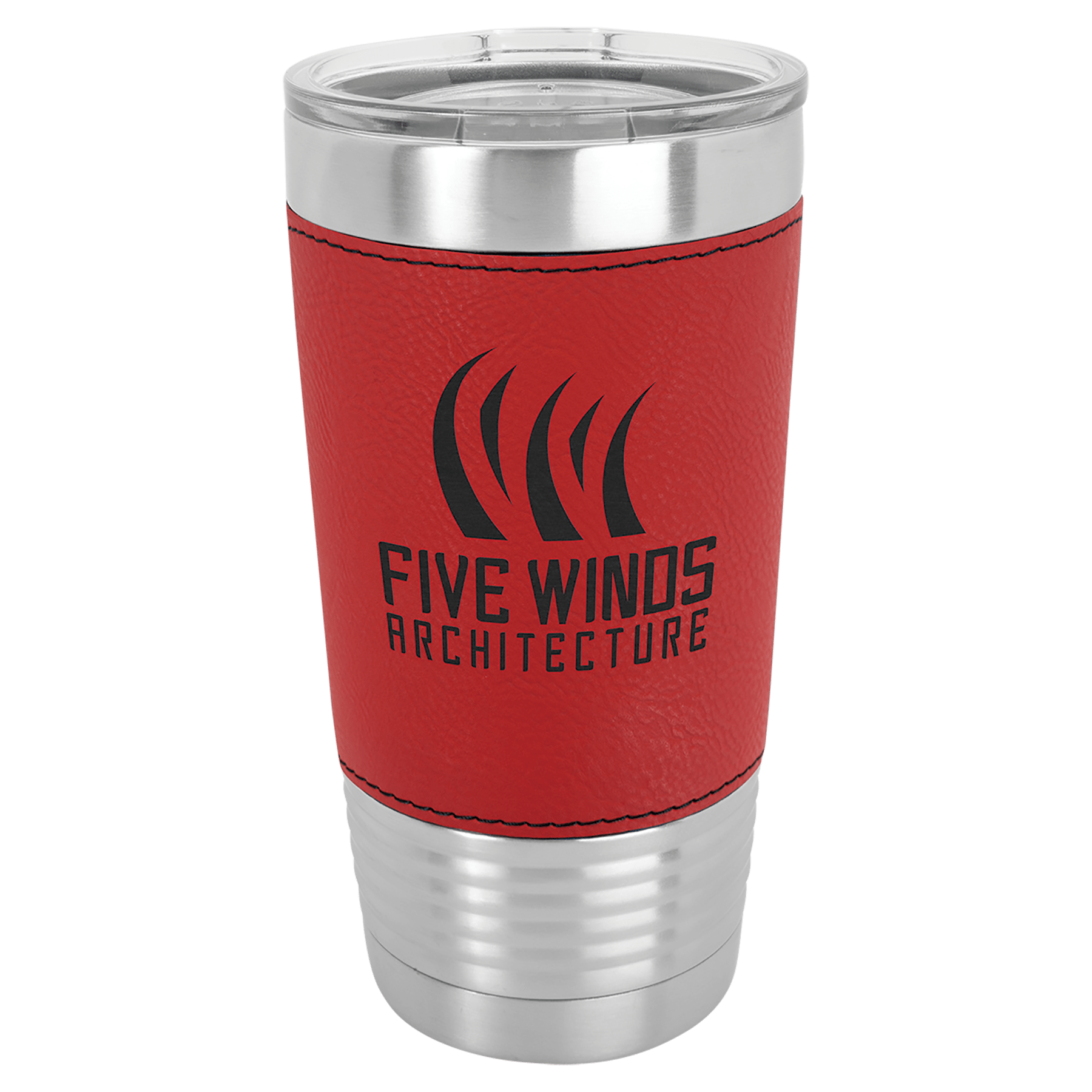 Polar Camel 20 oz. Red Leatherette Grip Tumbler with Standard Lid
