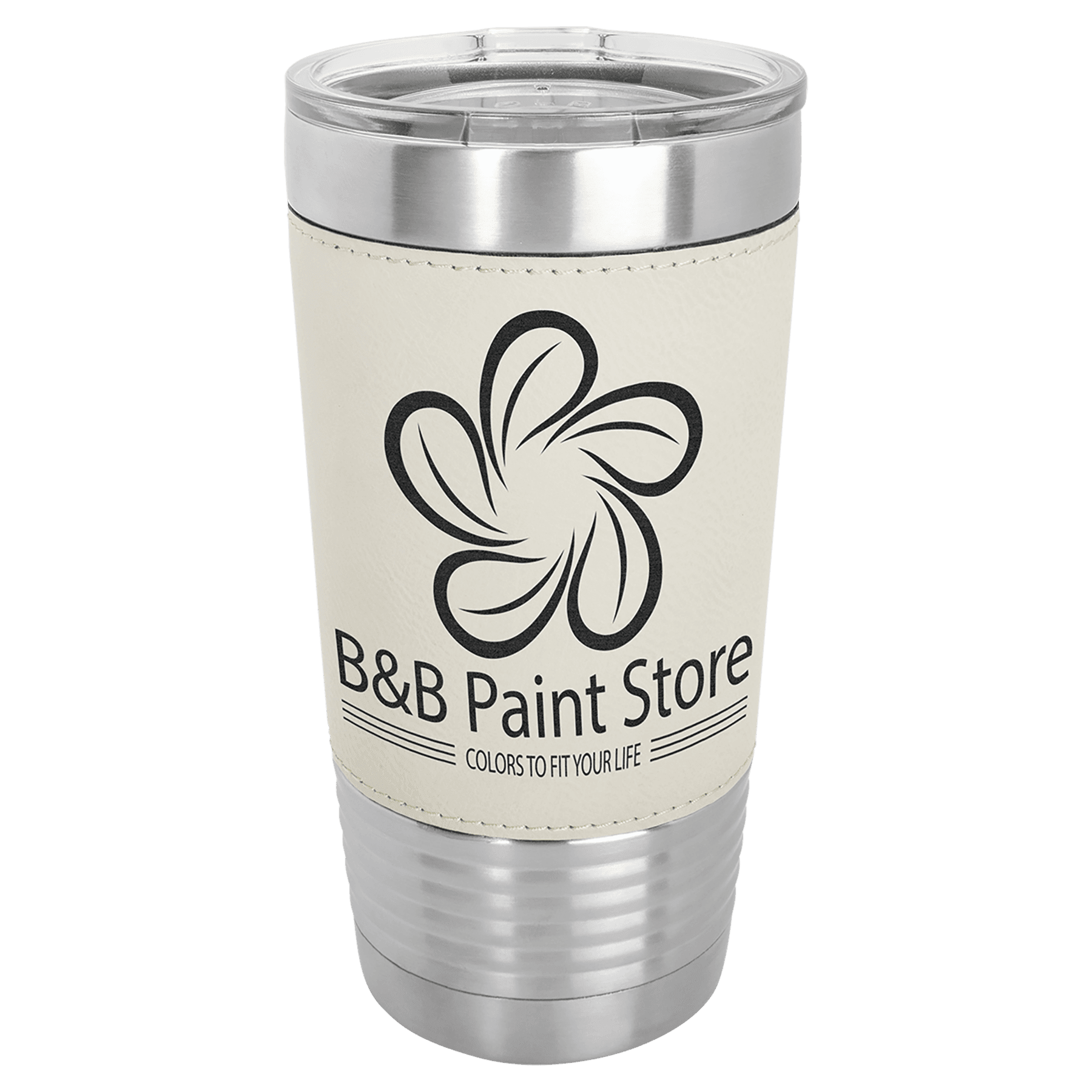 Polar Camel 20 oz. White Leatherette Grip Tumbler with Standard Lid
