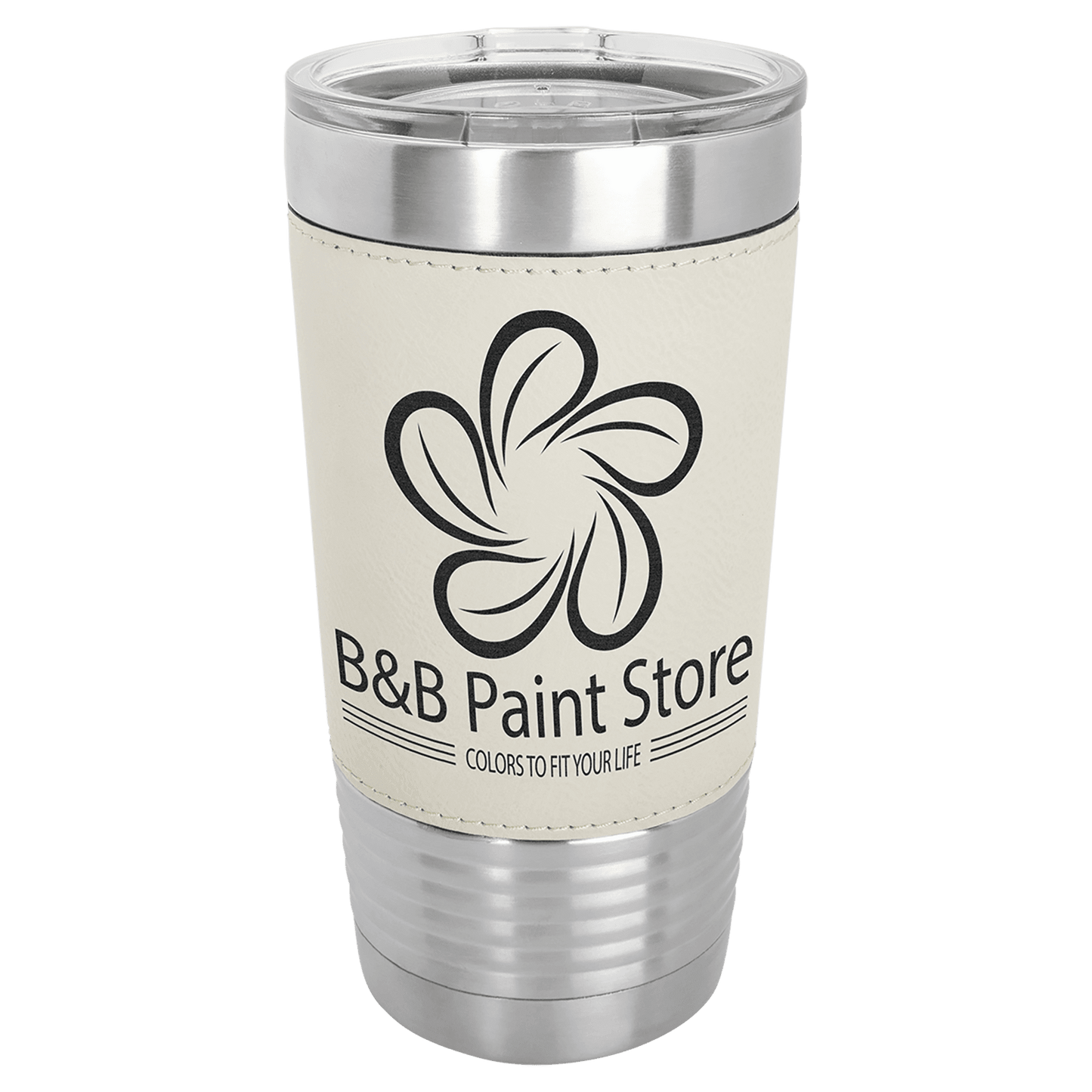 Polar Camel 20 oz. White Leatherette Grip Tumbler with Standard Lid