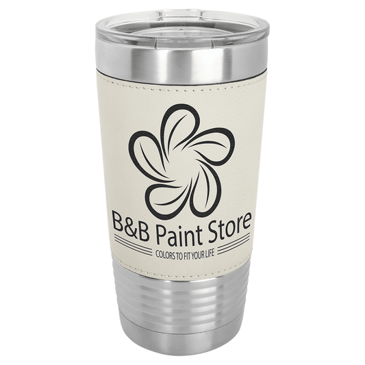Polar Camel 20 oz. White Leatherette Grip Tumbler with Standard Lid