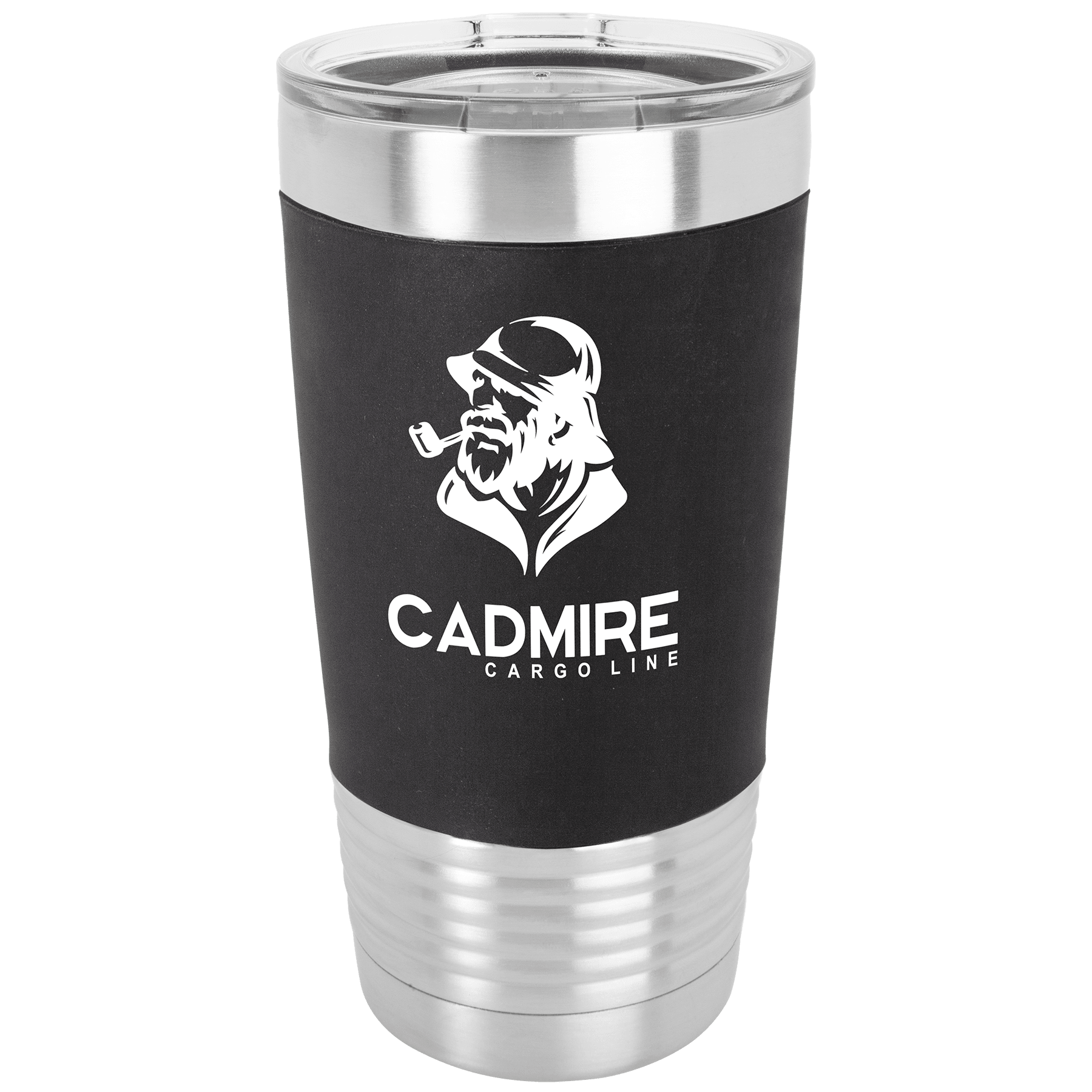 Polar Camel 20 oz. Black/White Silicone Grip Tumbler with Standard Lid