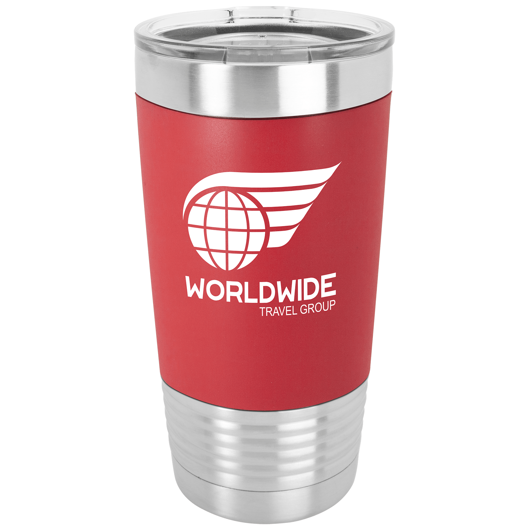 Polar Camel 20 oz. Red/White Silicone Grip Tumbler with Standard Lid