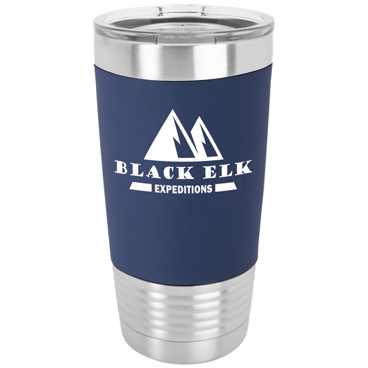 Polar Camel 20 oz. Navy Blue/White Silicone Grip Tumbler with Standard Lid