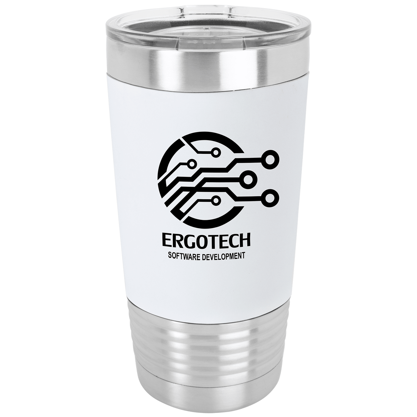 Polar Camel 20 oz. White/Black Silicone Grip Tumbler with Standard Lid