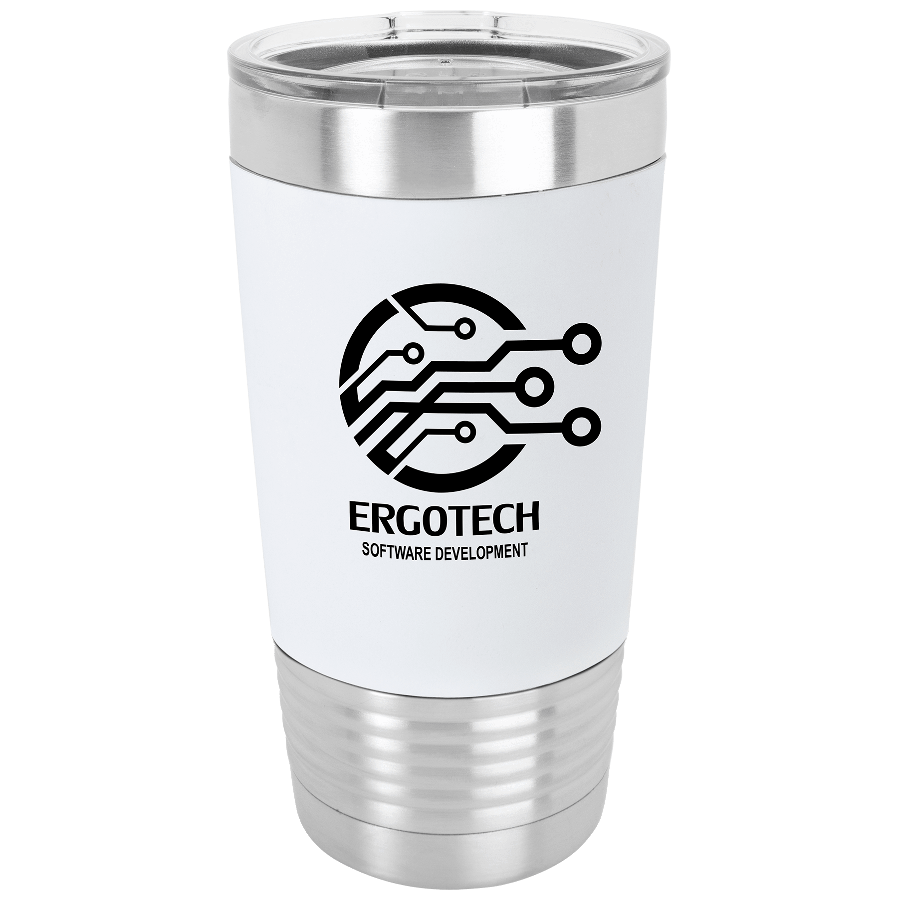 Polar Camel 20 oz. White/Black Silicone Grip Tumbler with Standard Lid