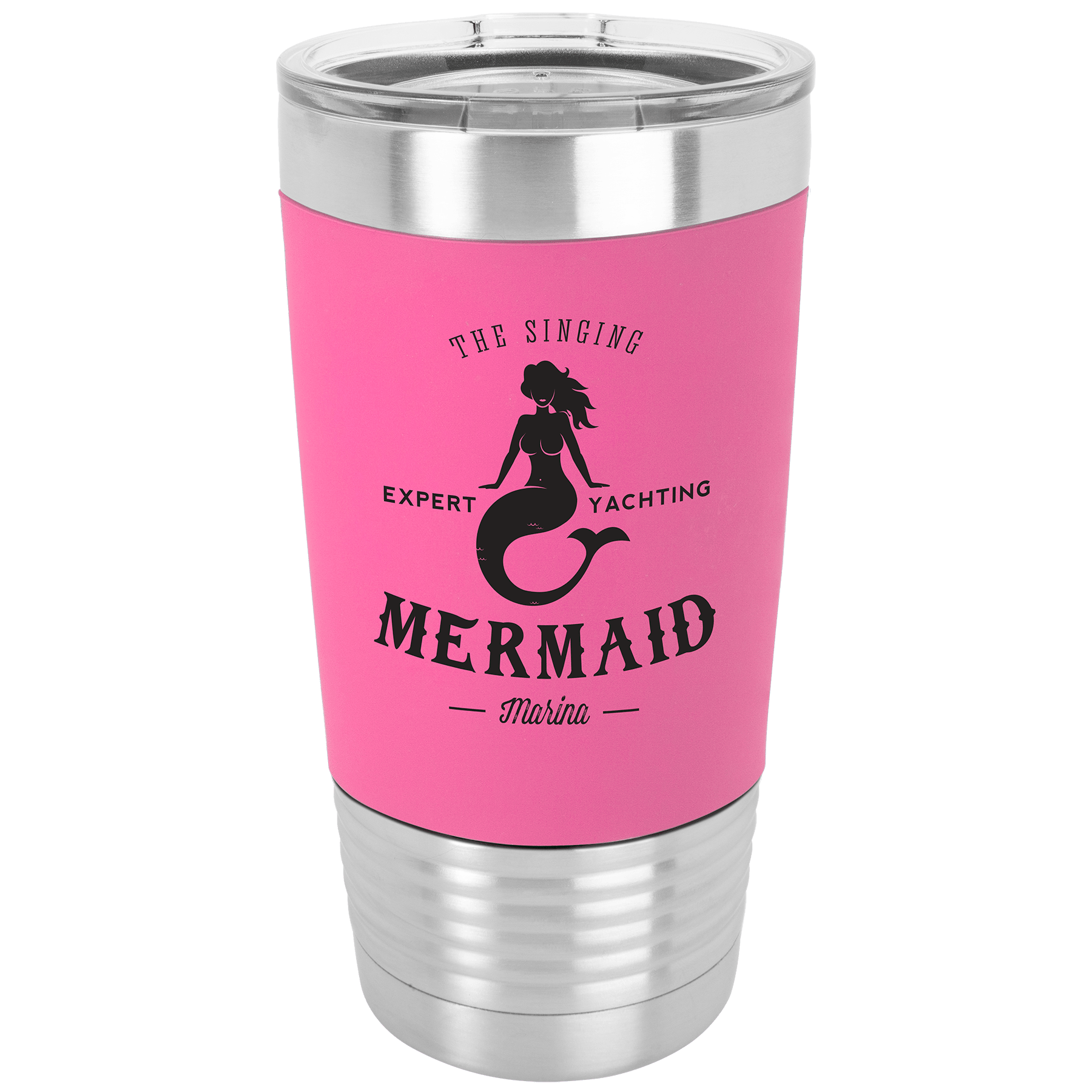 Polar Camel 20 oz. Pink/Black Silicone Grip Tumbler with Standard Lid