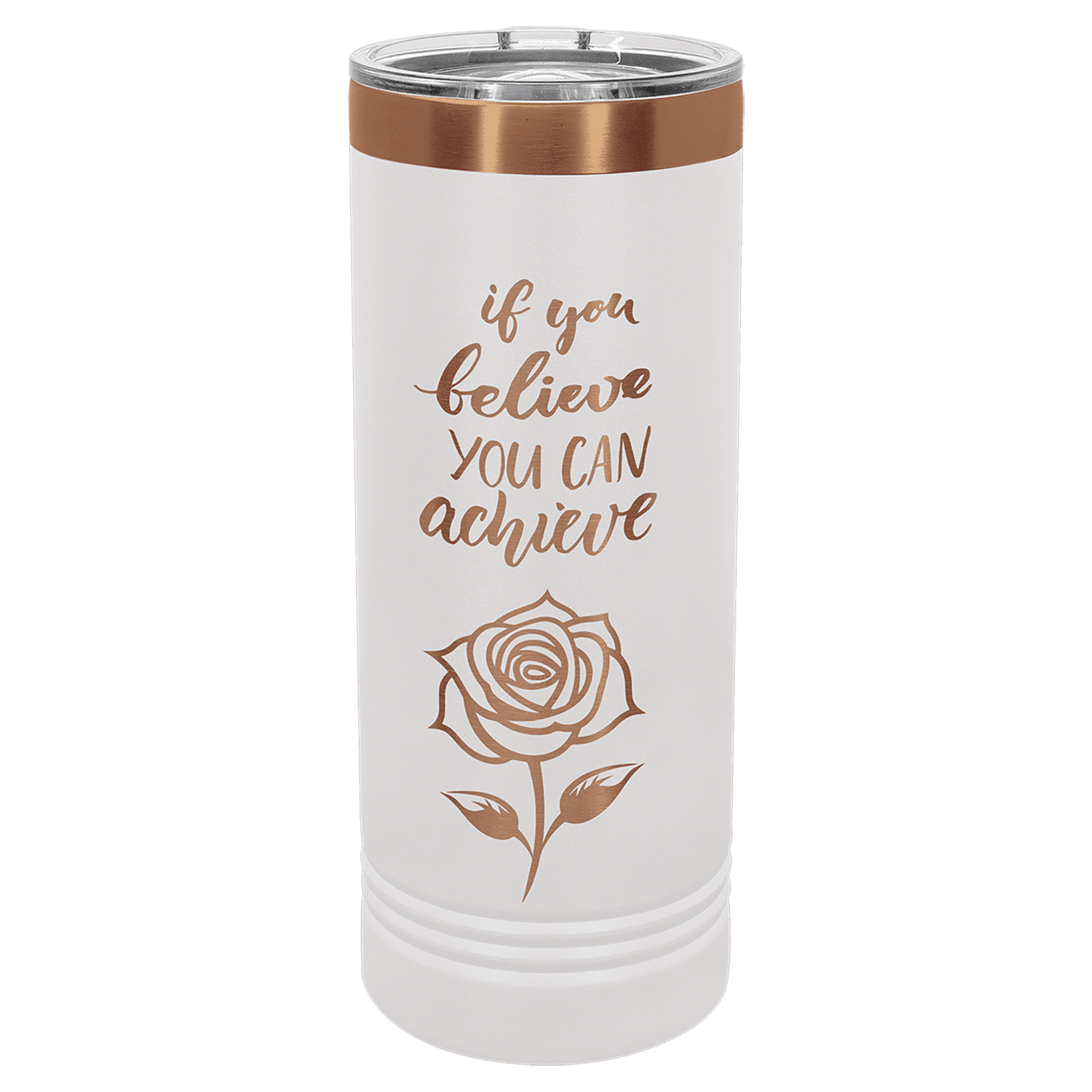 Polar Camel 22 oz. White/Rose Gold Skinny Tumbler