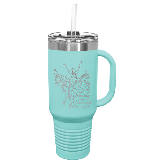 Polar Camel 40 oz. Teal Travel Mug with Snap Lid & Straw