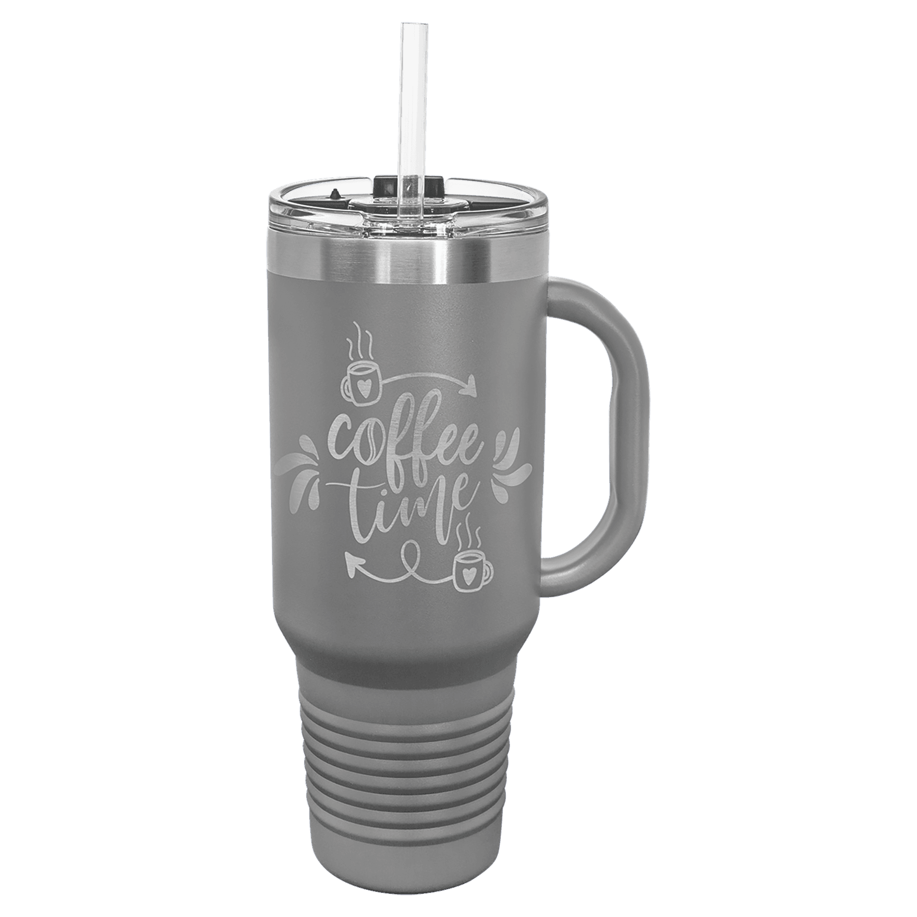 Polar Camel 40 oz. Dark Gray Travel Mug with Snap Lid & Straw