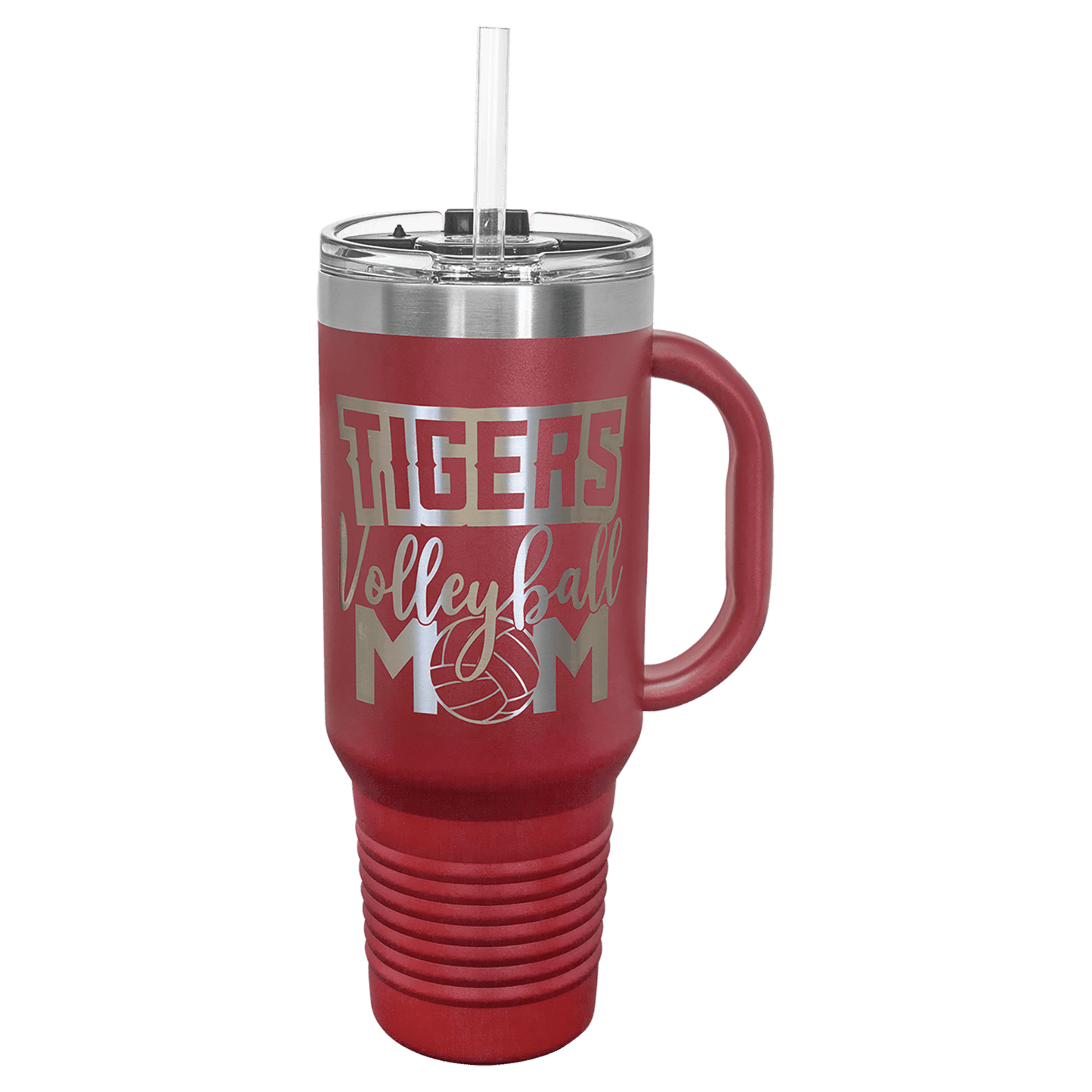 Polar Camel 40 oz. Maroon Travel Mug with Snap Lid & Straw