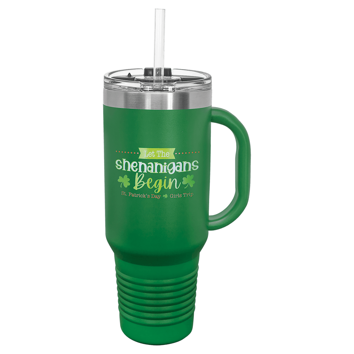 Polar Camel 40 oz. Green Travel Mug with Snap Lid & Straw