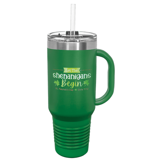 Polar Camel 40 oz. Green Travel Mug with Snap Lid & Straw