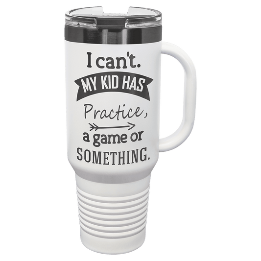 Polar Camel 40 oz. White/Ghost Black Travel Mug with Handle & Straw