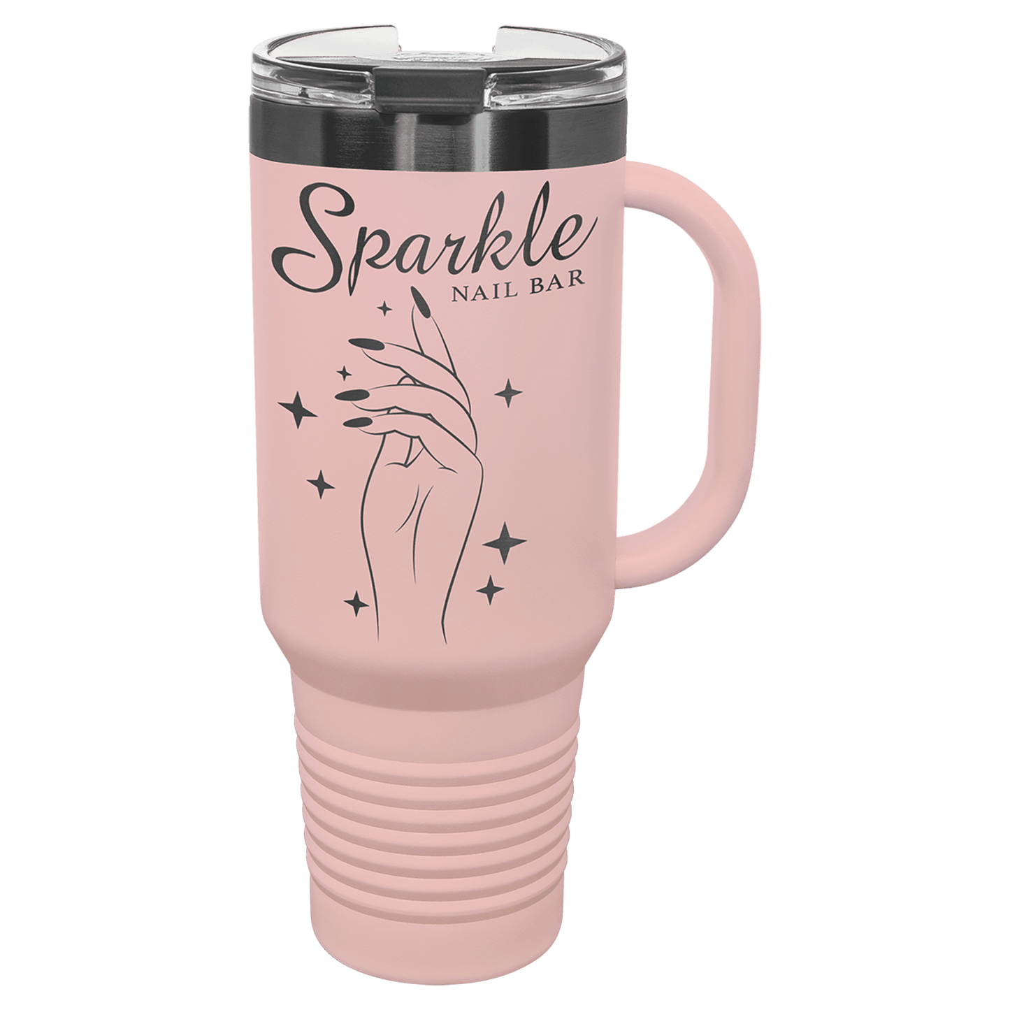 Polar Camel 40 oz. Blush/Ghost Black Travel Mug with Handle & Straw
