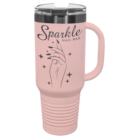 Polar Camel 40 oz. Blush/Ghost Black Travel Mug with Handle & Straw