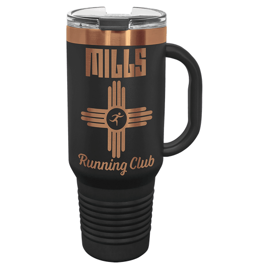 Polar Camel 40 oz. Black/Rose Gold Travel Mug with Handle & Straw
