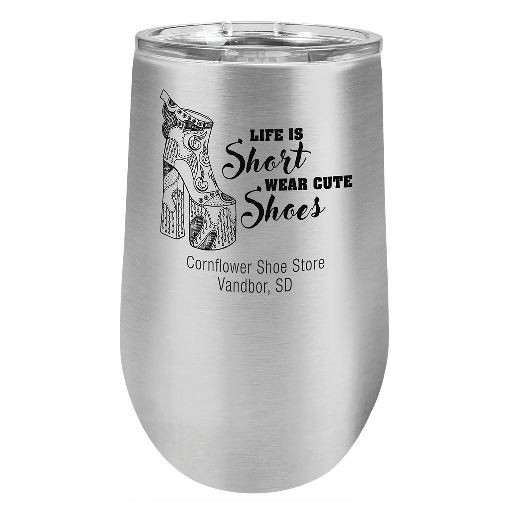 Polar Camel 16 oz. Stainless Steel Stemless Wine Tumbler with Standard Lid