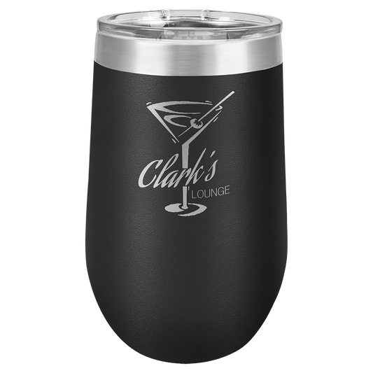 Polar Camel 16 oz. Black Stemless Wine Tumbler with Standard Lid
