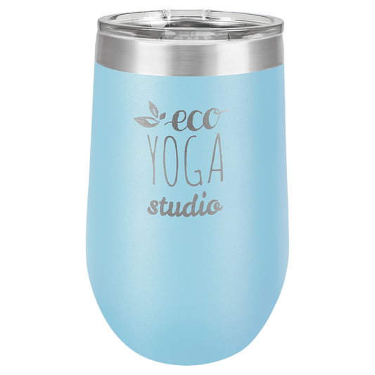 Polar Camel 16 oz. Light Blue Stemless Wine Tumbler with Standard Lid