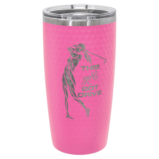 Polar Camel 20 oz. Pink Golf Tumbler - Full Dimples and Slider Lid