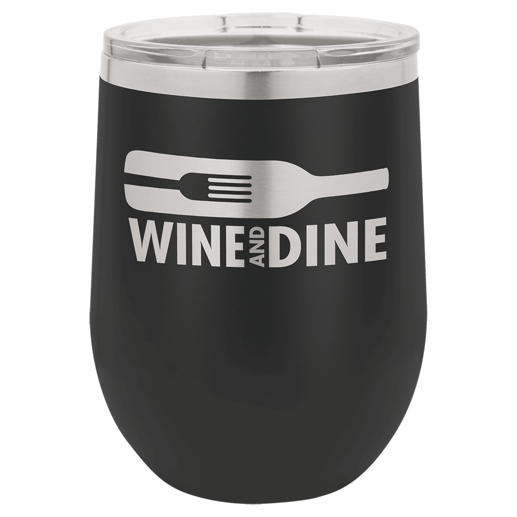 Polar Camel 12 oz. Black Stemless Wine Tumbler with Standard Lid
