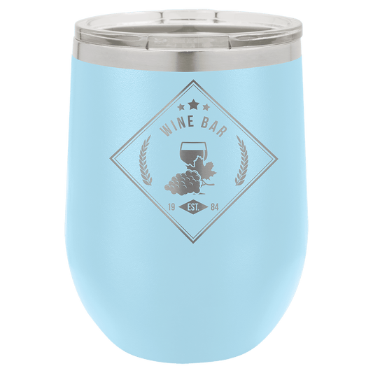 Polar Camel 12 oz. Light Blue Stemless Wine Tumbler with Standard Lid