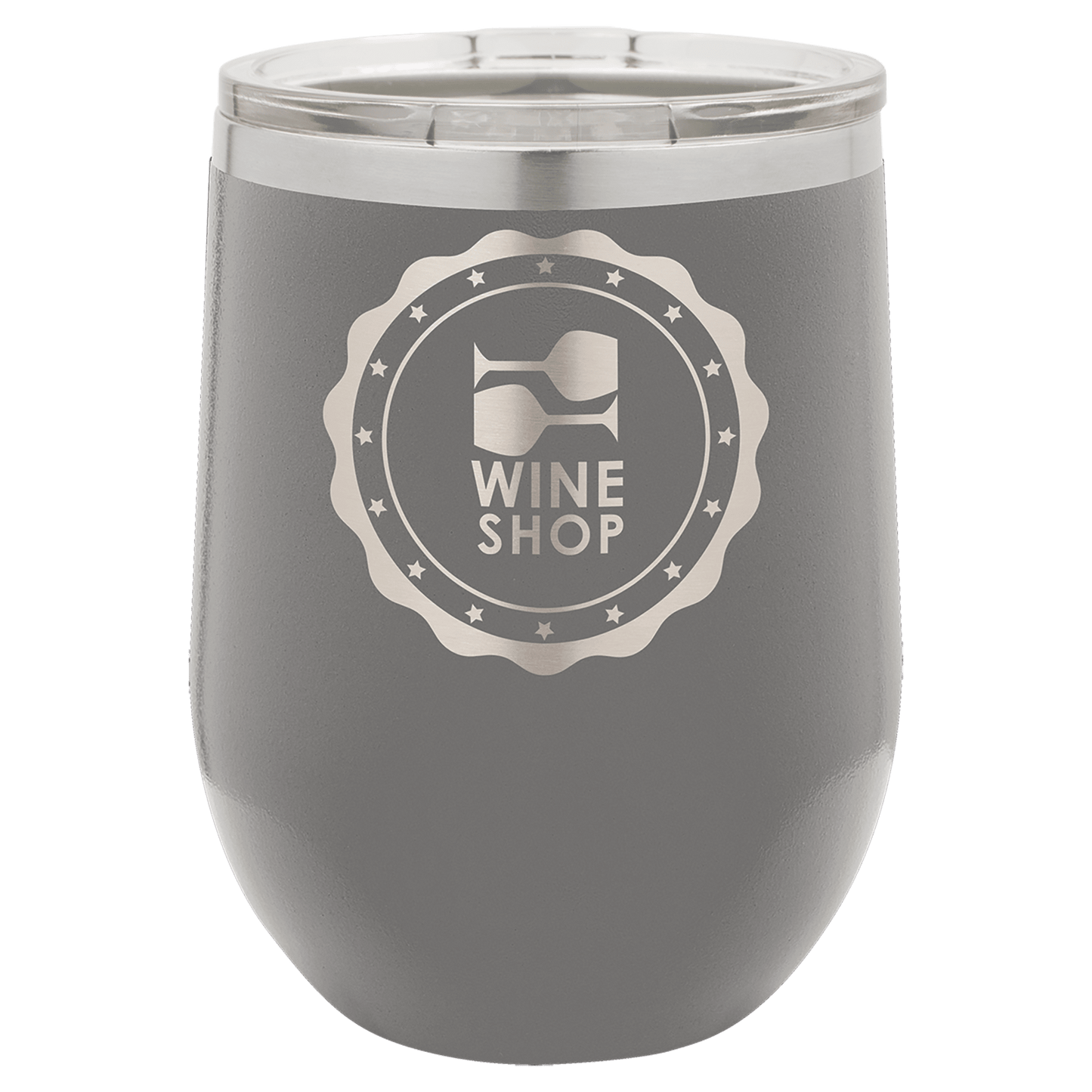 Polar Camel 12 oz. Dark Gray Stemless Wine Tumbler with Standard Lid